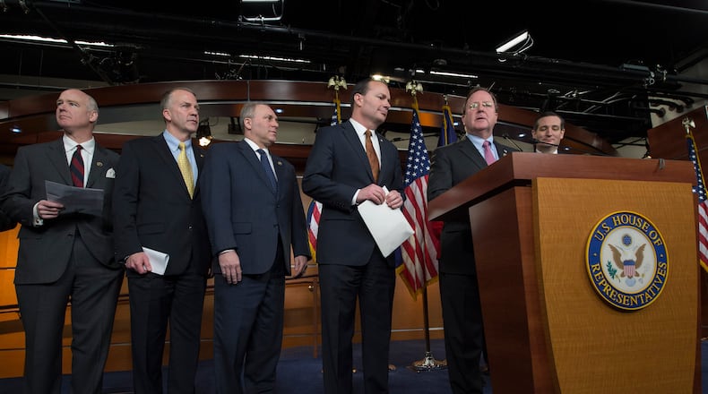 Rep. Bill Flores, R-Texas speaks during a news conference on Capitol Hill in Washington, Thursday, Feb. 11, 2105, to discuss the Department of Homeland Security funding bill. On Thursday, House Speaker John Boehner left open the possibility of a potential shutdown at the department because of a congressional impasse over immigration. From left are, Rep. Robert B. Aderholt, R-Ala., Sen. Dan Sullivan, R-Alaska, House Majority Whip Steve Scalise of La., Sen. Mike Lee, R-Utah, Flores, and Sen. Ted Cruz, R-Texas. (AP Photo/Molly Riley) Rep. Bill Flores, R-Texas speaks during a press conference on Capitol Hill in Washington last week to discuss the Department of Homeland Security funding bill. On Sunday, House Speaker John Boehner said the shutdown at the department was “certainly” a possibility because of a congressional impasse over immigration. AP/Molly Riley