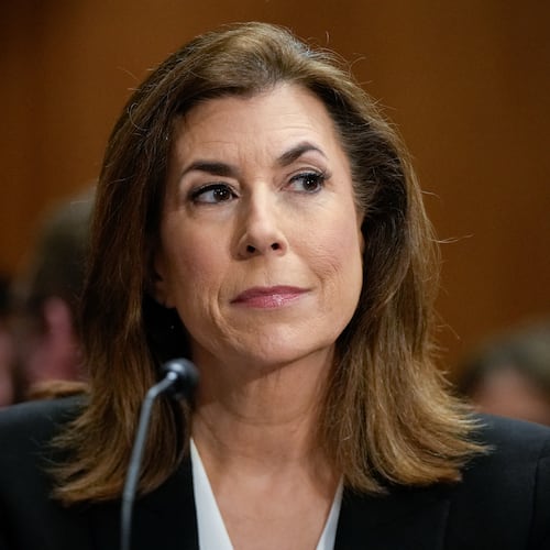 Tammy Bruce arrives to a Senate Foreign Relations Committee confirmation hearing on her nomination to be the deputy representative to the United Nations, Wednesday, Nov. 19, 2025, on Capitol Hill in Washington. (AP Photo/Julia Demaree Nikhinson)