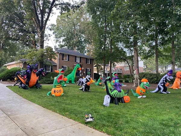 Thanks to the city’s extension, the Torres family was able to erect Halloween inflatables. (Photo Courtesy of Cathy Cobbs)