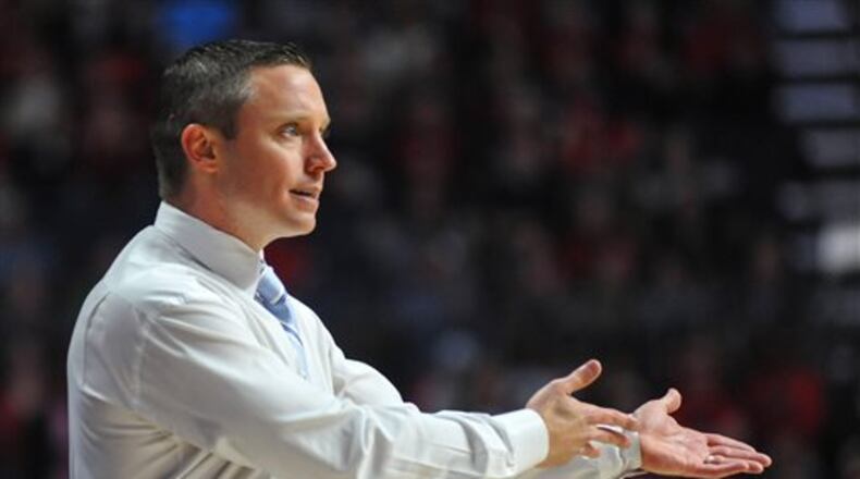 Florida head coach Michael White reacts during an NCAA college basketball game against Mississippi, at The Pavilion at Ole Miss on Saturday, Jan. 16, 2016 in Oxford, Miss.. (Bruce Newman/The Oxford Eagle via AP) NO SALES; MANDATORY CREDIT