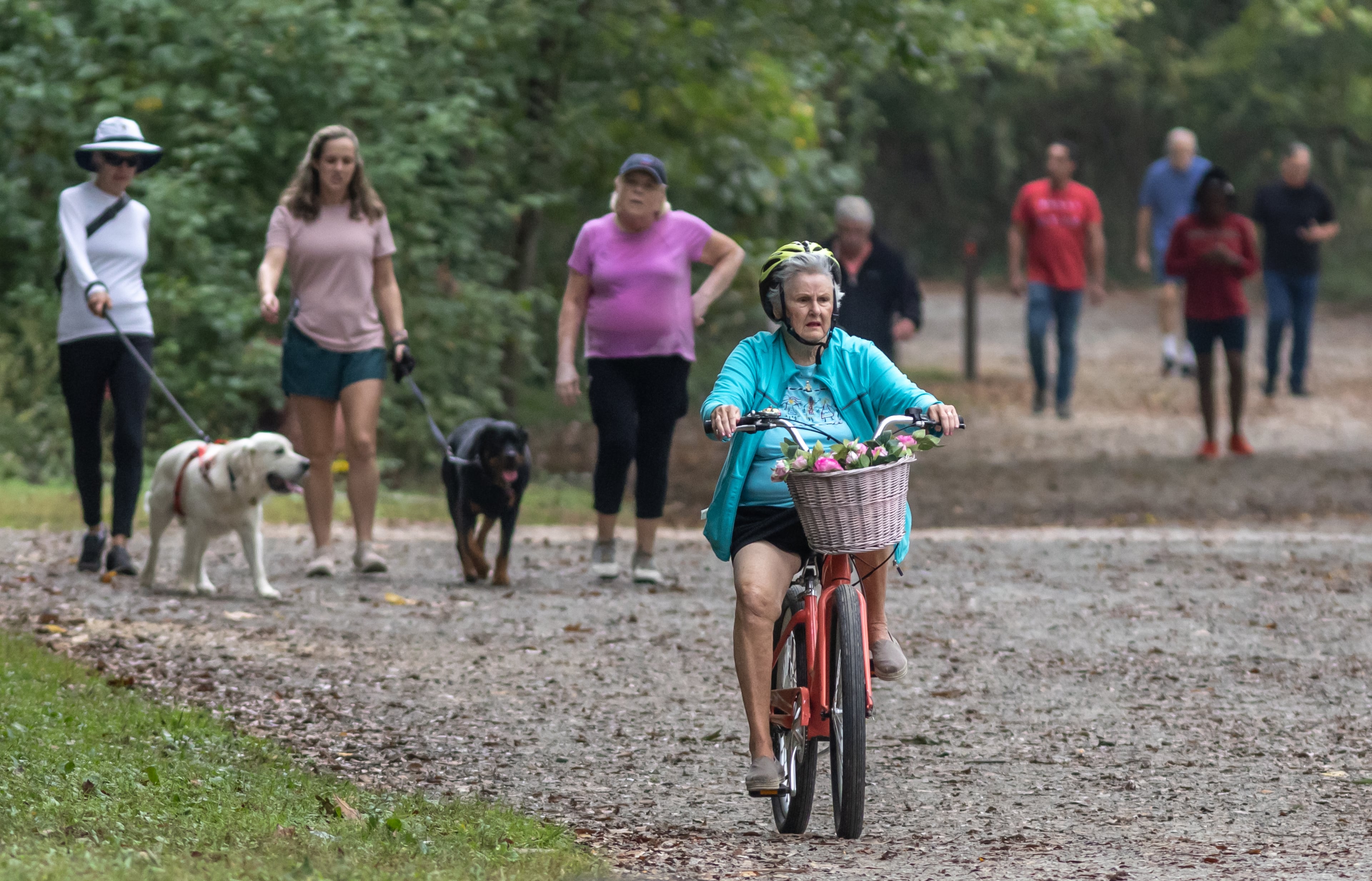 It was a good weather day for a bike ride for Carolyn Chatham and for walkers and hikers at the Chattahoochee River National Recreation Area in Cobb County on Friday, Oct. 4, 2024. (John Spink/AJC)