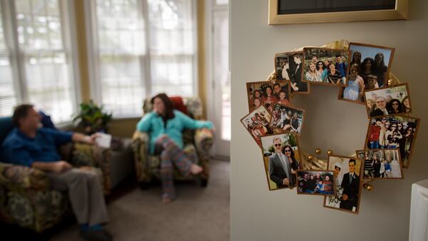 BLACKSHEAR, GA - MARCH 25, 2021: Lisa and Jeff Martin celebrate their family with photos posted near where they spend most of their time together. On New Year's Eve, Lisa was released from the hospital after a long battle with COVID-19. (AJC Photo/Stephen B. Morton)