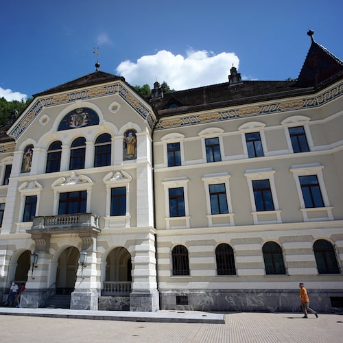 FILE - Exterior view of the Liechtenstein Government Building in Vaduz, Liechtenstein on Aug. 18, 2023. (AP Photo/Michael Sohn, File)