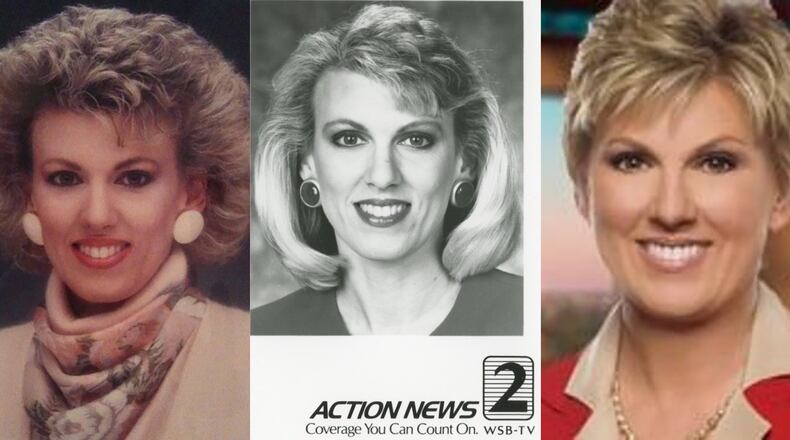 Karen Minton through the years. That photo on the left is her first promo photo for WSB in 1986.