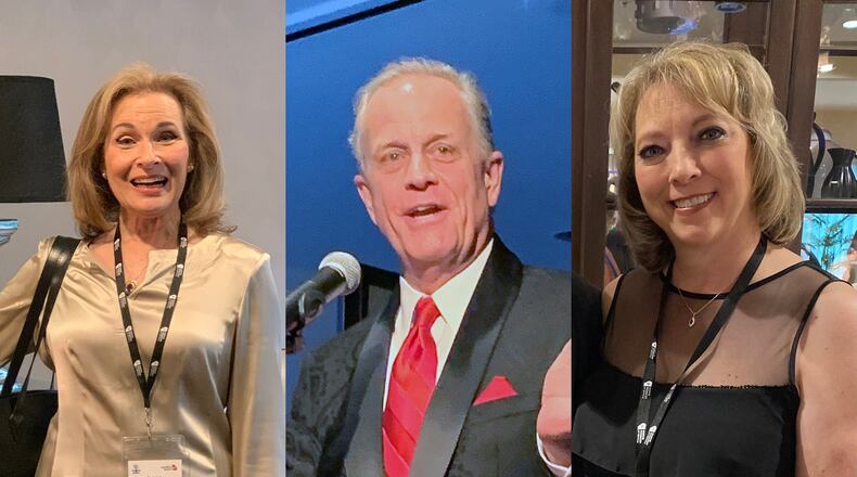 Three of the inductees into the Friends of Georgia Radio legends hall of fame this past Saturday night: Lois Reitzes, Neil Williamson and Sandra Parrish. CONTRIBUTED/RODNEY HO/rho@ajc.com