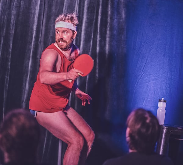 Athens native Chase Brantley used his schooling in modern clown techniques to create pingpong obsessive Don Toberman, who plays against the audience using an invisible ball. (Courtesy of Paul Westbrook)