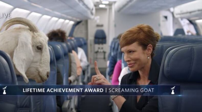 Delta's latest safety video features a return of Deltalina and the screaming goat.