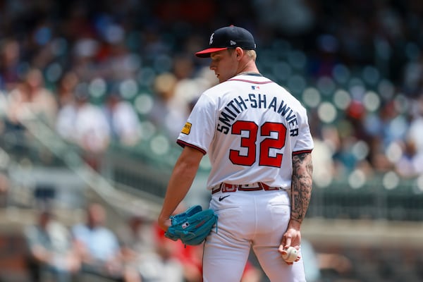 Braves pitcher AJ Smith-Shawver during his May 15 start against the Nationals.