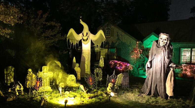 A 2019 image of Jen Newman's front yard. Avondale Estates has canceled trick-or-treating, the city said in an email sent to residents Friday morning, due to health concerns. The annual event typically attracts thousands of ghosts, goblins and super heroes from neighboring areas of DeKalb County, the city said. Courtesy Jen Newman
