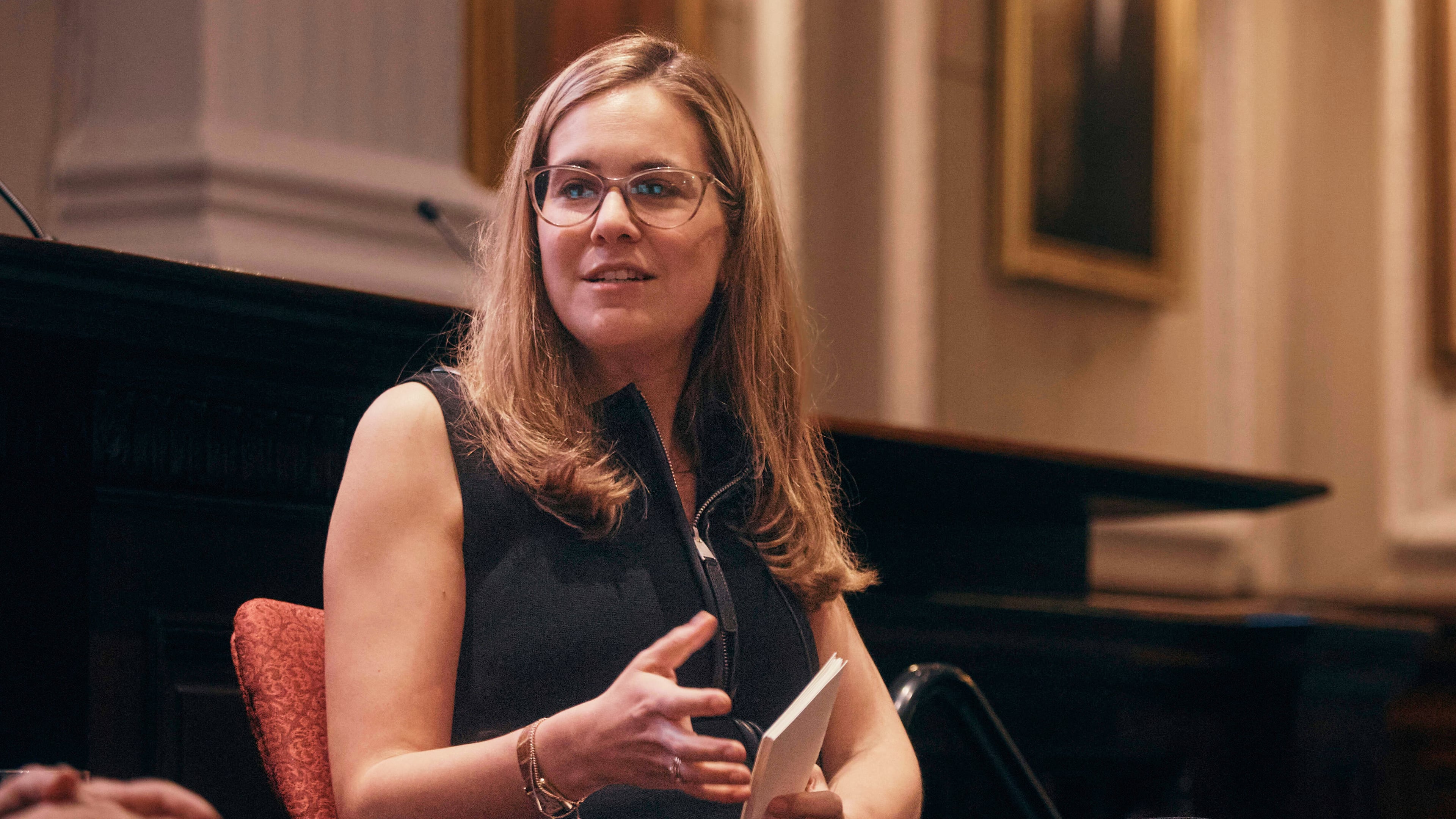 FILE - Danielle Sassoon, the former interim U.S. attorney who quit rather than dropping a criminal case against New York Mayor Eric Adams, attends a Women in White Collar event in New York on May 13, 2025. (AP Photo/Andres Kudacki, File)