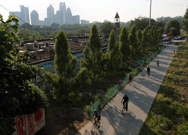 Runners, walkers and bikers share the Beltline's Eastside Trail in 2014. Traffic on the trail has increased significantly in the past decade. (Ben Gray/AJC 2014)