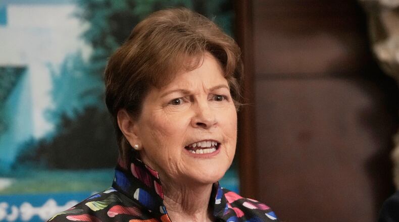 Sen. Jeanne Shaheen, D-N.H., speaks during a press conference at the presidential palace in Baabda, in east of Beirut, Lebanon, Aug. 26, 2025. (AP Photo/Hussein Malla, File)