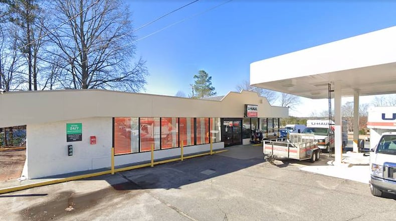 This U-Haul dealership along Buford Drive in Gwinnett County is where police said three men were wounded during a road-rage dispute Tuesday. (Credit: Channel 2 Action News)