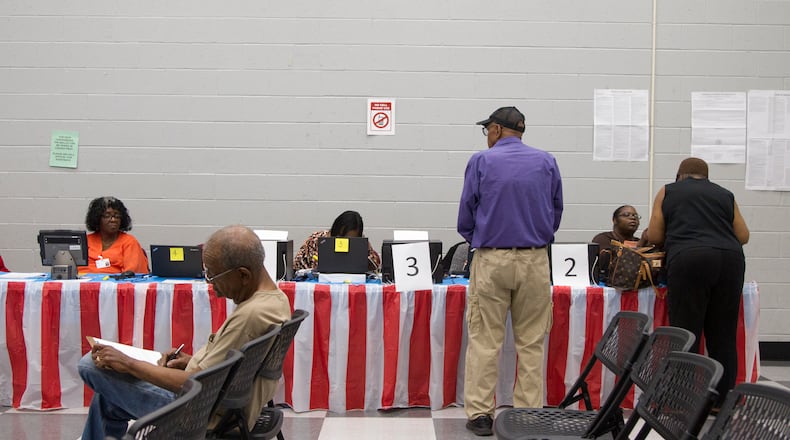 Voters take part in Saturday early voting at the C.T. Martin Natatorium and Recreation Center in Atlanta, Georgia, on Saturday, May 12, 2018. (REANN HUBER/REANN.HUBER@AJC.COM)