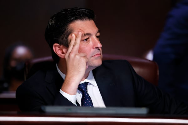 Atlanta City Council member Amir Farokhi listens during a regular council meeting on Monday, Aug. 15, 2022. (Miguel Martinez/AJC)