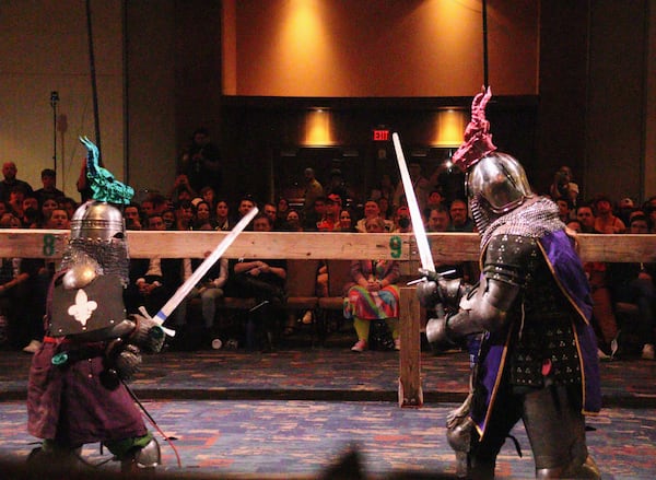 Competitors battle it out during the Dragon's Cup, the Palmetto Knights' annual Dragon Con tournament. (Courtesy of the Palmetto Knights)