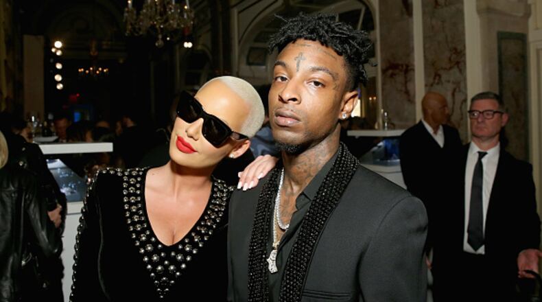 Atlanta rapper 21 Savage with girlfriend Amber Rose.