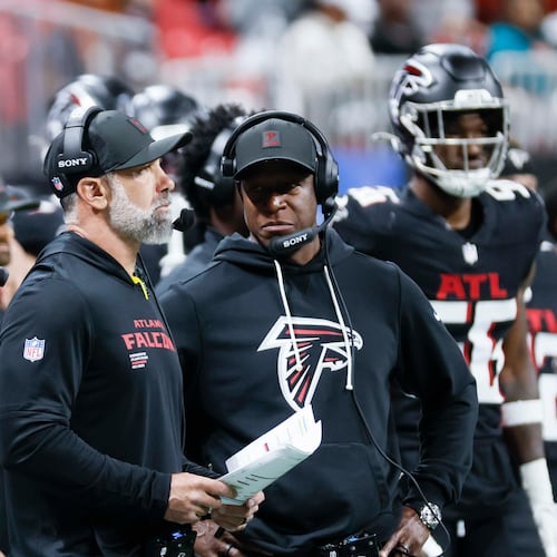 Atlanta Falcons head coach Raheem Morris wasn't able to get his team sufficiently ready to play against the Dolphins, who had one win entering Sunday's matchup with the Falcons and left with a 34-10 victory. (Miguel Martinez/AJC)