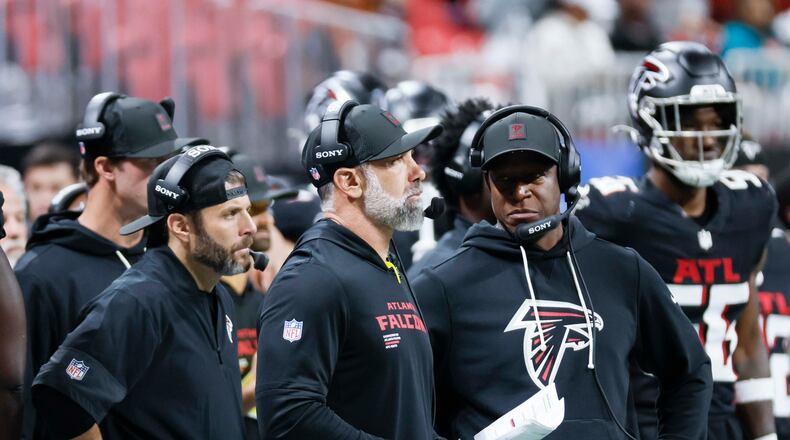 Atlanta Falcons head coach Raheem Morris wasn't able to get his team sufficiently ready to play against the Dolphins, who had one win entering Sunday's matchup with the Falcons and left with a 34-10 victory. (Miguel Martinez/AJC)