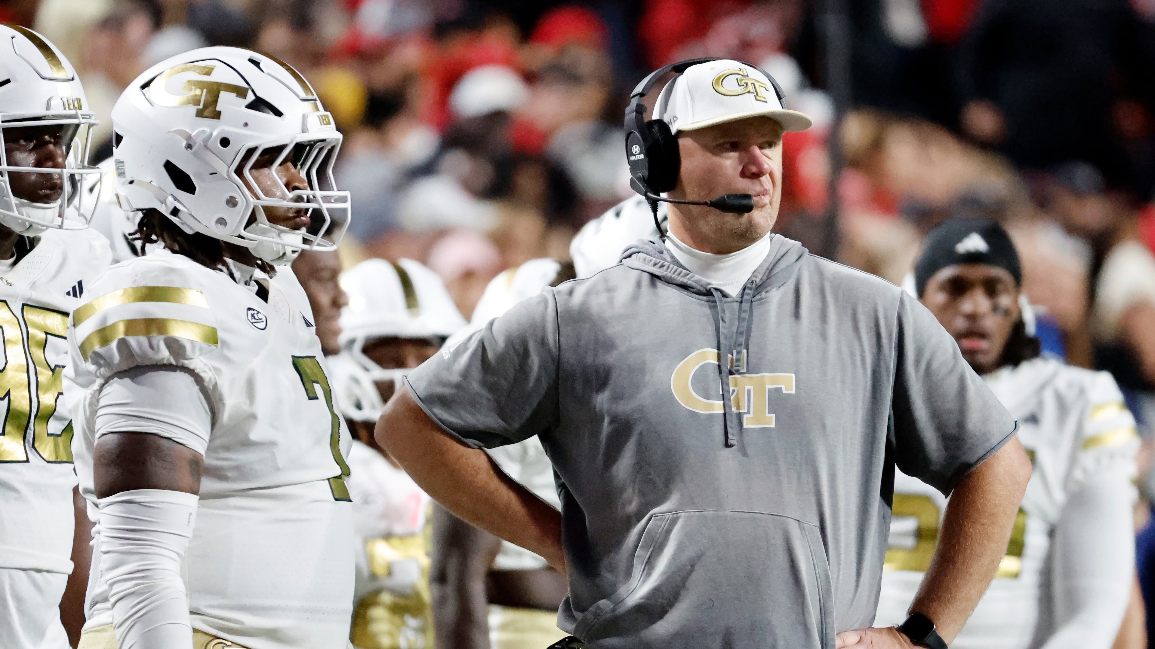 Georgia Tech hung on to a spot in the AP Top 25 poll, but barely, coming in at No. 23 after a 42-28 loss to Pitt at home on Saturday. (Karl DeBlaker/AP)
