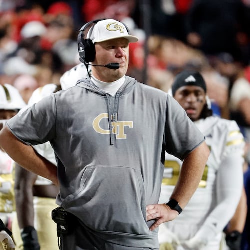 Georgia Tech hung on to a spot in the AP Top 25 poll, but barely, coming in at No. 23 after a 42-28 loss to Pitt at home on Saturday. (Karl DeBlaker/AP)