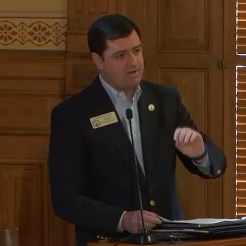 Rep. Scott Hilton, R-Peachtree Corners, sponsored last year's bill banning cellphones in elementary and middle schools. The Georgia General Assembly is considering extending that ban to high schools. (Georgia General Assembly/Screenshot)