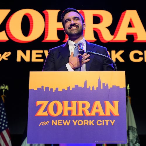 Zohran Mamdani speaks during a victory speech at a mayoral election night watch party, Tuesday, Nov. 4, 2025, in New York. (AP Photo/Yuki Iwamura)