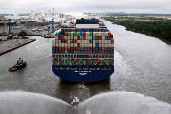 CMA CGM BRAZIL Container ship sails into Port of Savannah in September 2020.