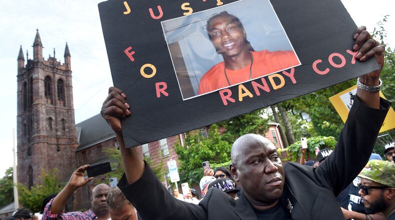 FILE - Civil rights attorney Benjamin Crump takes part in a march for justice for Richard "Randy" Cox to the New Haven Police Department on July 8, 2022, in New Haven, Conn. (Arnold Gold/New Haven Register via AP, File)