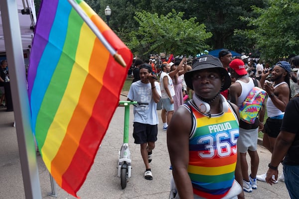 People attend the Black Pride gathering at Piedmont Park in Atlanta on Sunday, Aug. 31, 2025. (Ben Gray for the AJC)