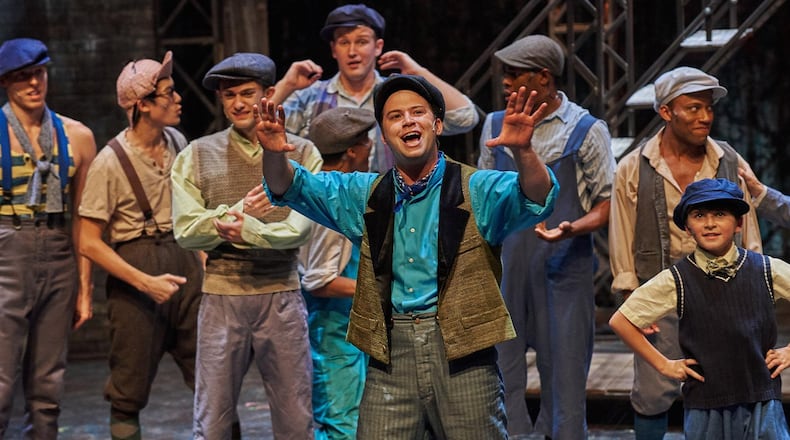 After a successful run at Aurora Theatre this summer, the musical co-production “Newsies” (featuring Greg Kamp, center) will reopen at Atlanta Lyric Theatre in October. CONTRIBUTED BY CHRIS BARTELSKI