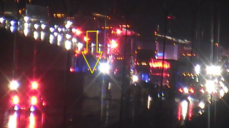 Overturned big rig shuts down I-75 S. Credit: WSB 24-hour Traffic Center