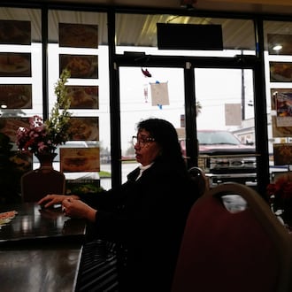 Carmela Diaz speaks inside her closed restaurant in the midst of a Customs and Border Protection immigration crackdown in Kenner, La., Thursday, Dec. 4, 2025. (AP Photo/Gerald Herbert)
