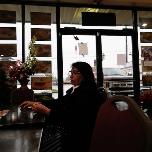 Carmela Diaz speaks inside her closed restaurant in the midst of a Customs and Border Protection immigration crackdown in Kenner, La., Thursday, Dec. 4, 2025. (AP Photo/Gerald Herbert)