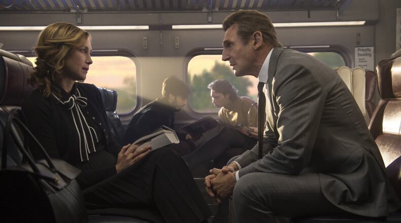 Vera Farmiga, left, and Liam Neeson star in “The Commuter.” Contributed by Jay Maidment/Lionsgate
