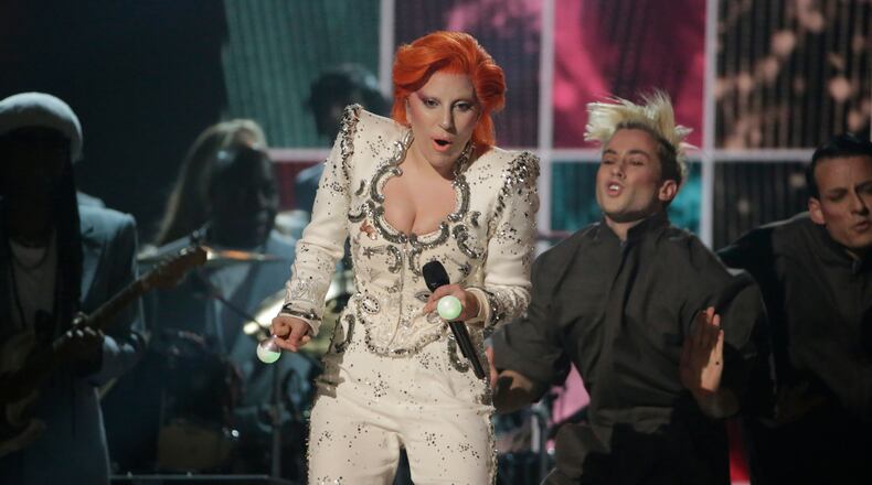 Lady Gaga performs her David Bowie tribute at the 58th Annual Grammy Awards on Monday, Feb. 15, 2016, at the Staples Center in Los Angeles. (Robert Gauthier/Los Angeles Times/TNS)
