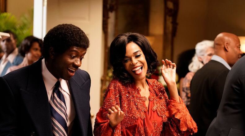 Sinqua Walls as Don Cornelius and Michelle Williams as Diana Ross from BET's -American Soul' episode 104.