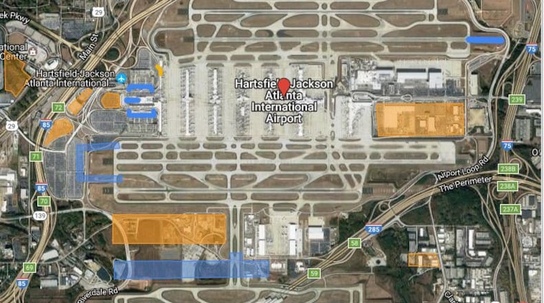 A map of Hartsfield-Jackson highlighting some of the major expansion projects.