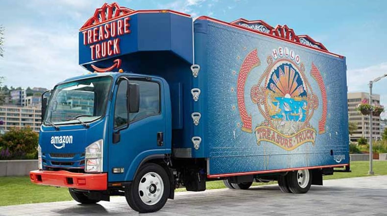 Amazon’s “Treasure Truck,” a service where shoppers can purchase an item on an “offer day” and pick it up from a mobile store, is available in Atlanta.