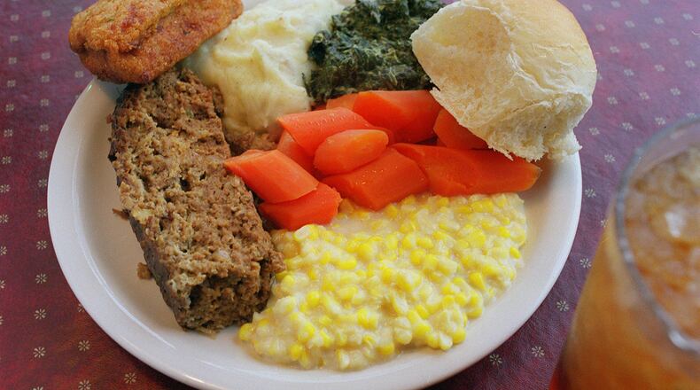 Meatloaf and vegetables at the Our Way Cafe in Decatur.