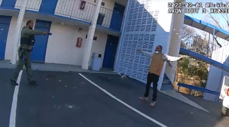 Police arrested David Miller, a 58-year-old suspect in two armed robberies last month, on Tuesday morning at the Atlanta Motel on Moreland Avenue. (Credit: Atlanta Police Department)