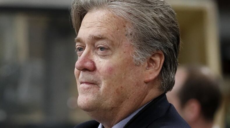 Steve Bannon in late April, or about halfway through his tenure as chief strategist in the Trump White House. (AP Photo / Carolyn Kaster)