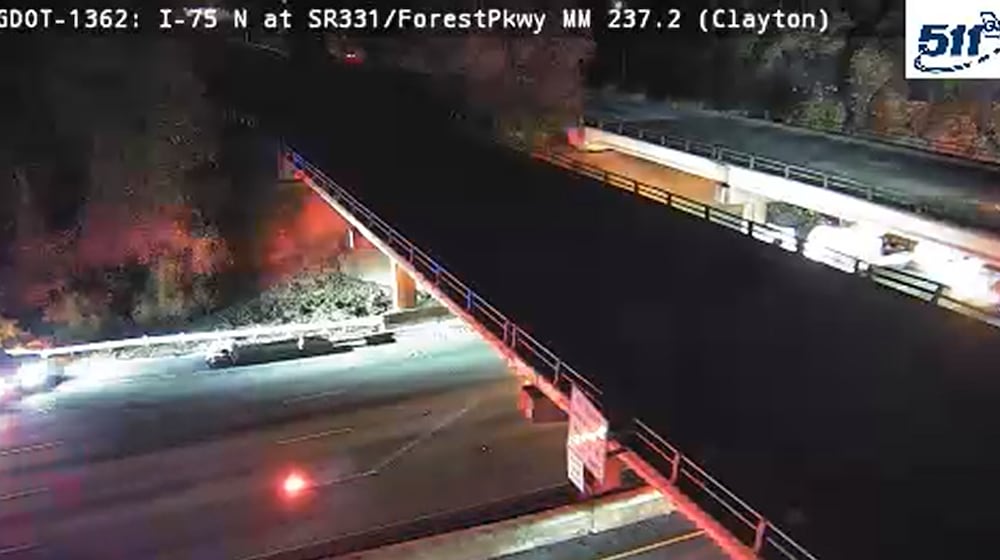 Road crews worked to clear a crash on I-75 South in Clayton County early on Tuesday, Nov. 18, 2025. (Georgia Department of Transportation)