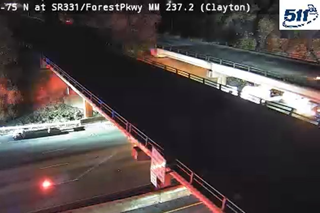 Road crews work to clear a crash on I-75 South in Clayton County early Tuesday morning. (Georgia Department of Transportation)