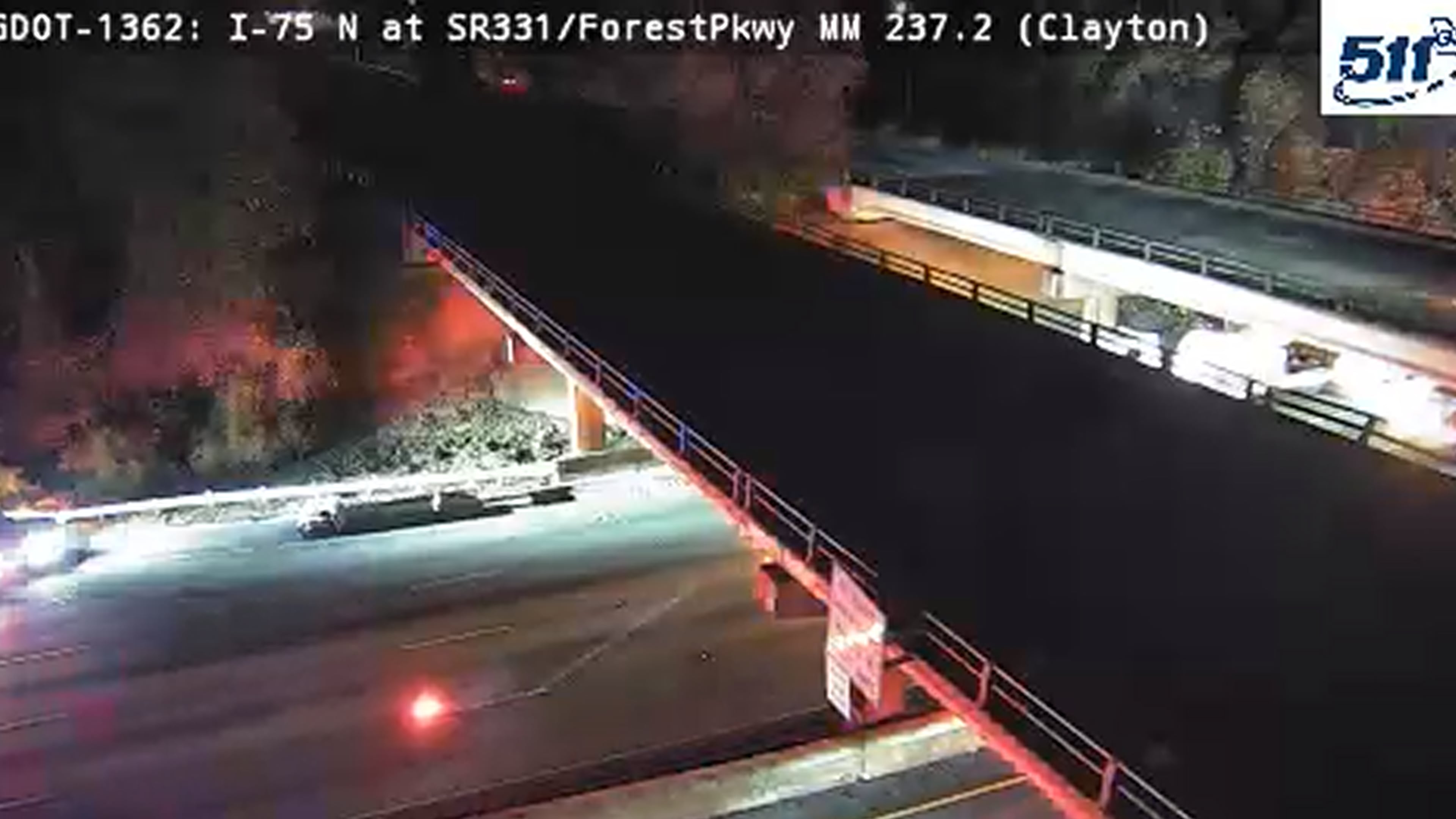 Road crews work to clear a crash on I-75 South in Clayton County early Tuesday morning. (Georgia Department of Transportation)