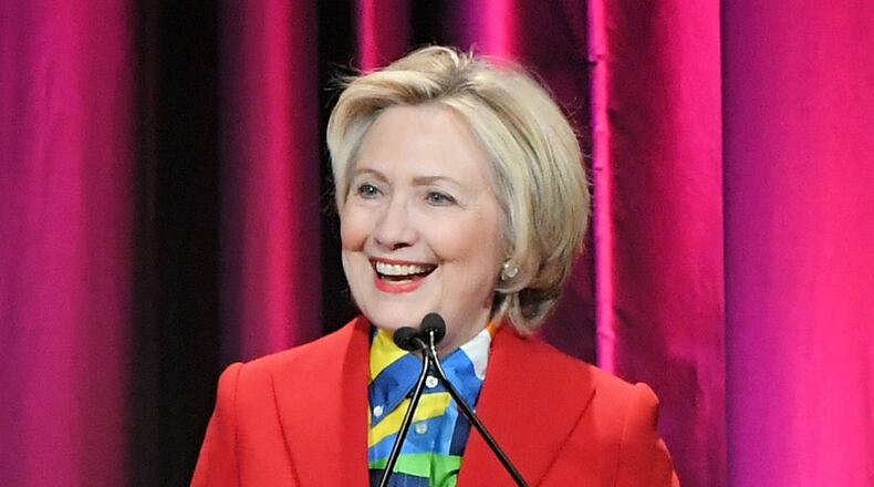 Hillary Clinton is among the female leaders tributed in a photo series from New York-area Girl Scouts in celebration of Women's History Month. (Photo by Mike Coppola/Getty Images)