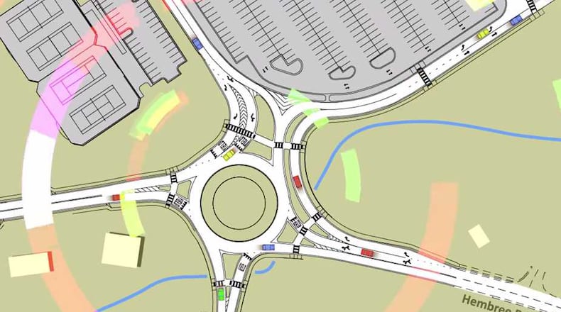 A screenshot from a video explaining the Pope High School roundabout project.