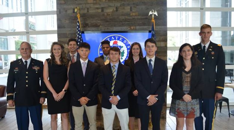 Lt. Col. Ken Konstanzer, Julia Davis, Payton Rawson, Sung O, Anthony Odom, Kyle Samuels, Emmi Schakat, Tim Leurart, Kathryn Brewer, Second Lt. Trey Grindley