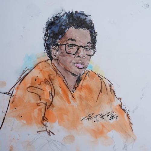 In this courtroom sketch, David Anthony Burke, who is known as D4vd, is seen in court Tuesday, July 21, 2026, in Los Angeles. (Bill Robles via AP)