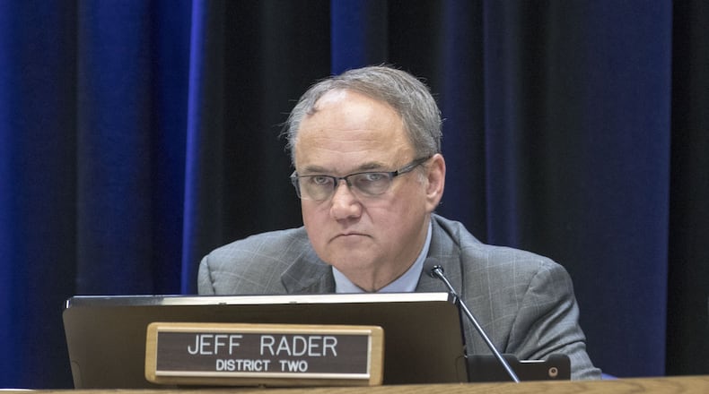 DeKalb County Commissioner Jeff Rader listens to citizens speak during a board of commissioners meeting in Decatur on March 13, 2018. ALYSSA POINTER/ALYSSA.POINTER@AJC.COM